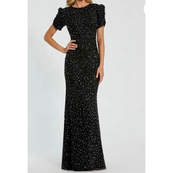 Mac Duggal 24003 Beaded Gown - Size 10 - Elegant Black Dress (see pics) - Picture 1 of 14